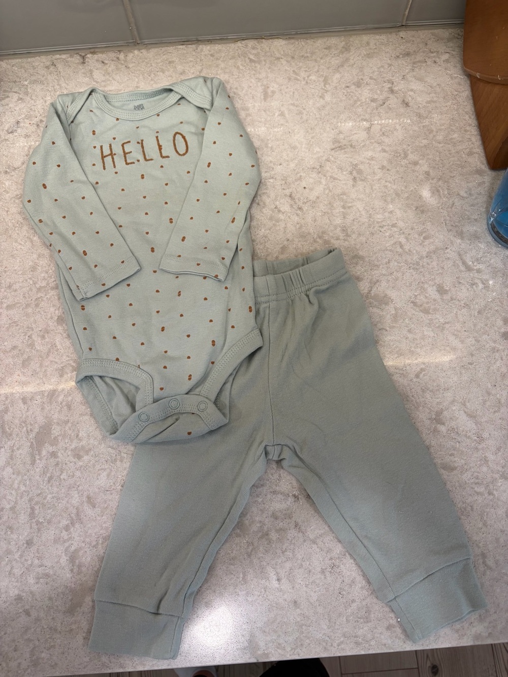 Just One You Carter’s 9M Sage Green Hello Bodysuit & Pants Set